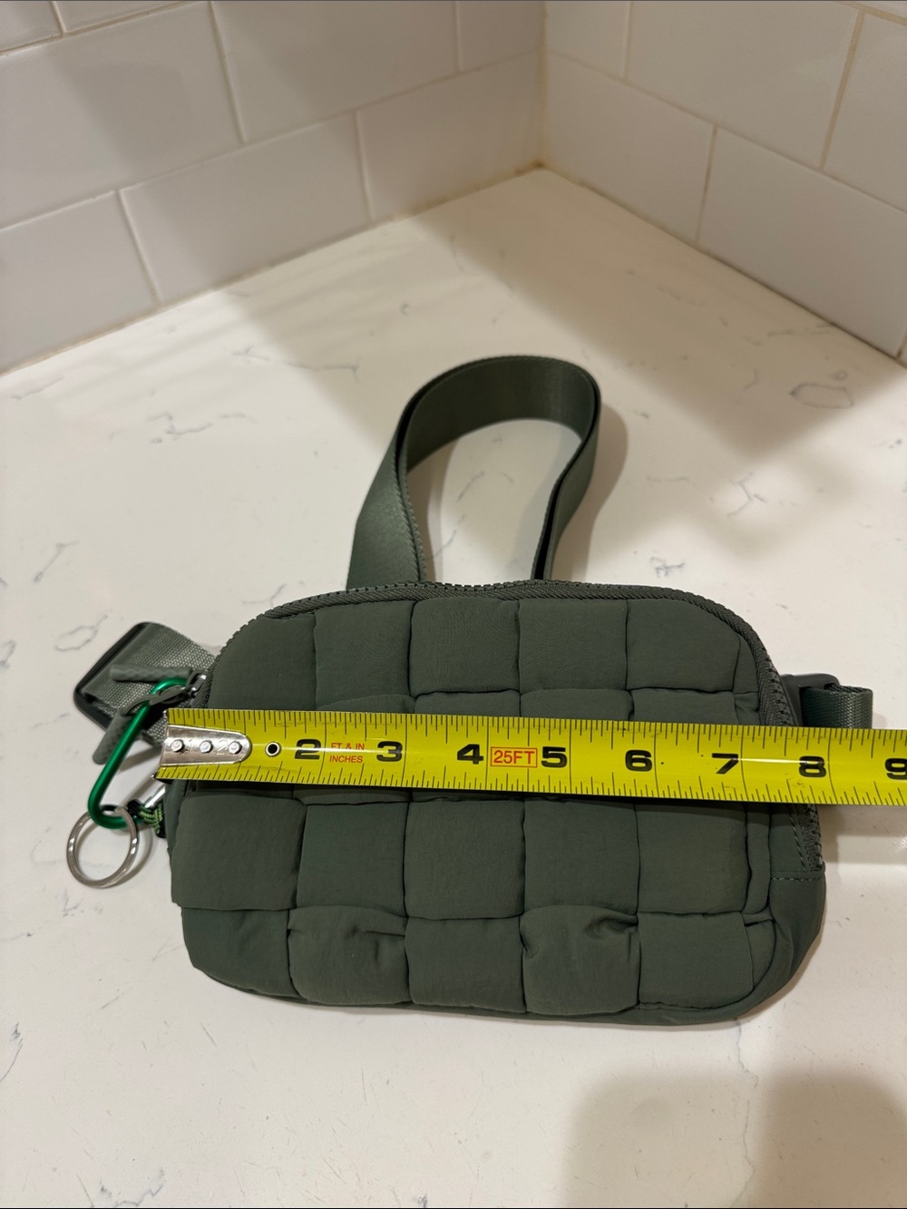 Woven Quilted Belt Bag in Olive NEW - Picture 8 of 10